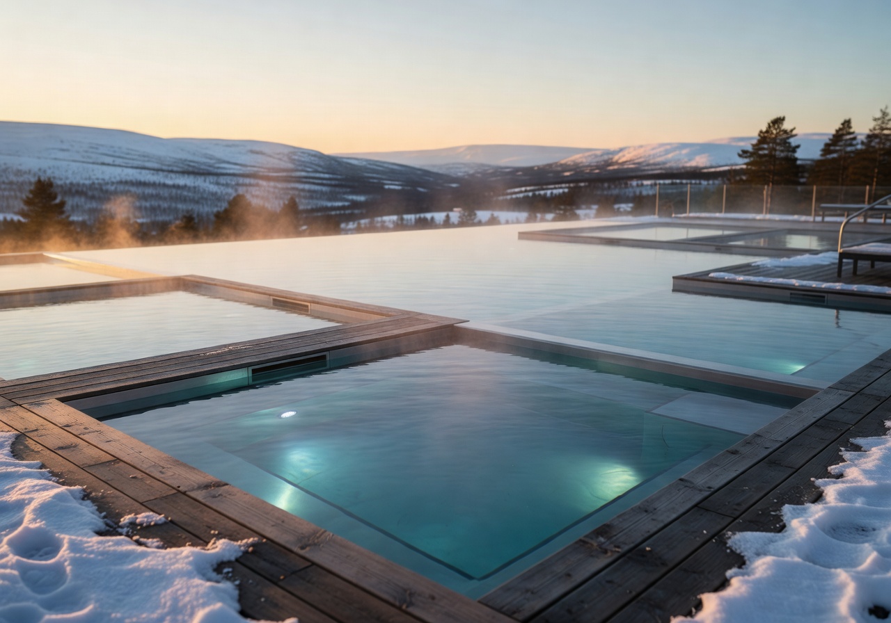 Levi Hotel Spa outdoor heated infinity style pools