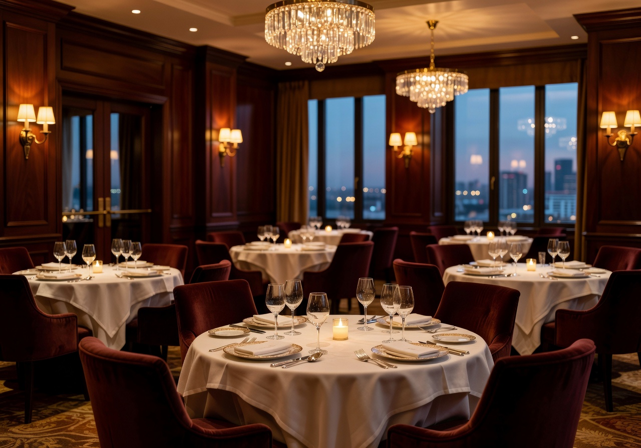 Luxury hotel restaurant interior ambient lighting