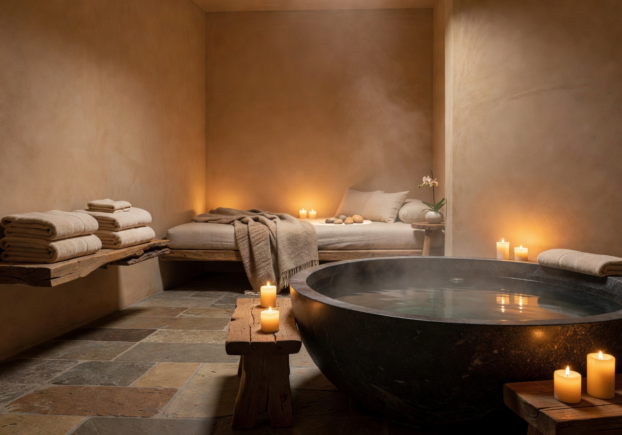 Warm ambient spa interior
